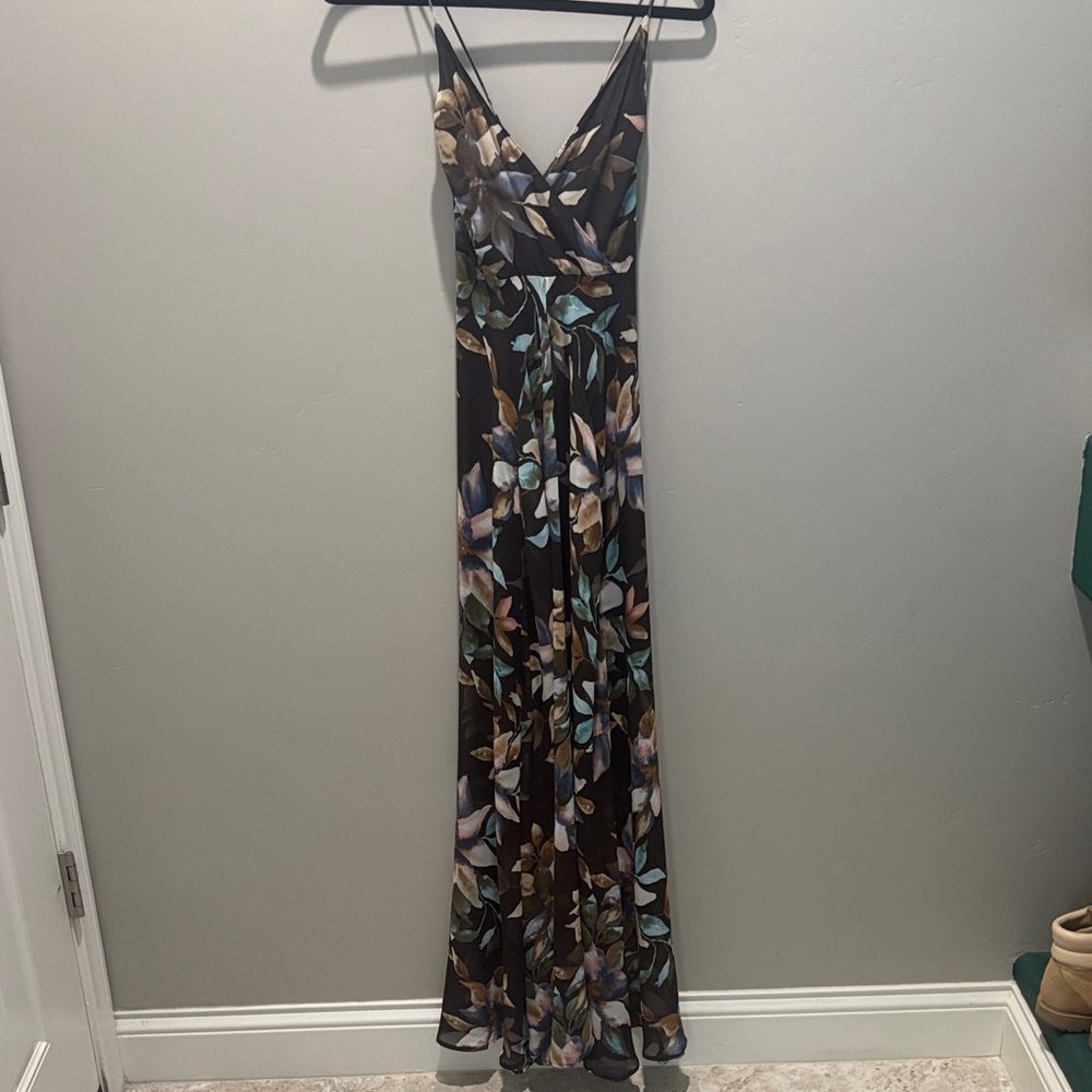 Astr Floral Maxi Dress - Black and Blue